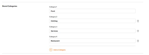 Screenshot showing the process of adding a new brand category on the CMS
