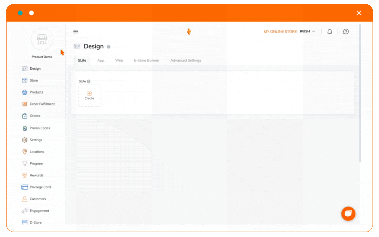 Loyalty program branding settings displaying logo, and color scheme.