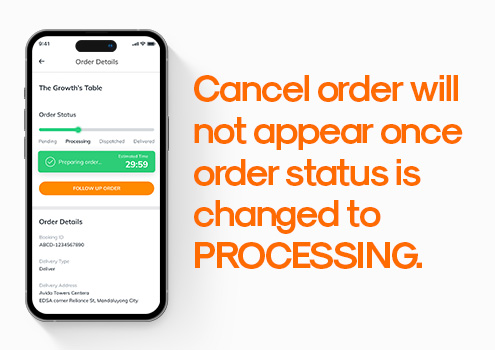 Cancel Order button hidden once the order status changes to Processing