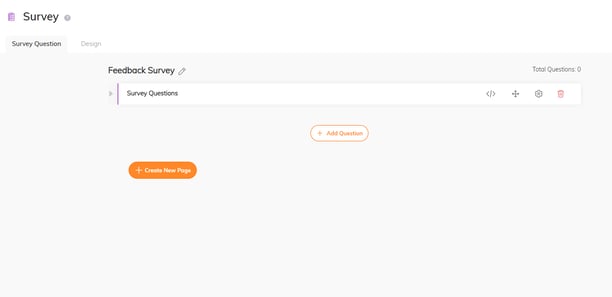 CMS interface showing the survey creation page