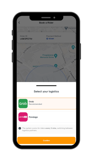 Selecting your preferred delivery courier for the order