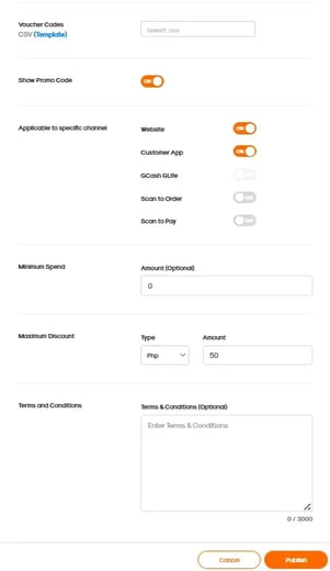 RUSH CMS Promo Codes module then the Add New Promo Code feature, where you can opt for unique promo codes.