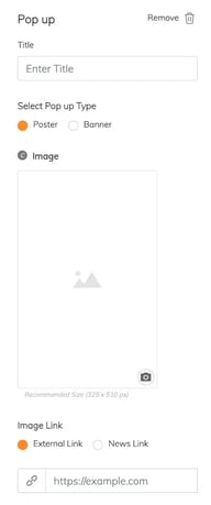RUSH CMS Engagement module then Popup Broadcast option, where you can set your preferred type of content and image.