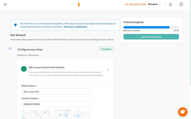 RUSH CMS Other Settings option for RUSH Academy, which assists in completing the initial setup of your eStore.