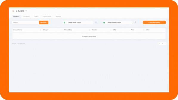 RUSH CMS for eStore merchants, showing the Products module and the Products tab where you have the option to upload product images and content in bulk.