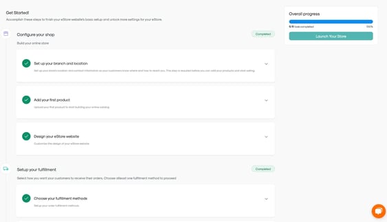 RUSH CMS for loyalty merchants, featuring the Other Settings then RUSH Academy menu where you get a step-by-step guide on how to fully set up your loyalty program.