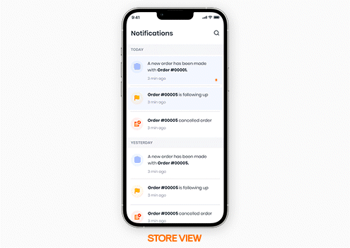 RUSH MMA featuring Order Details, where a customer's follow-up request can be viewed and addressed.