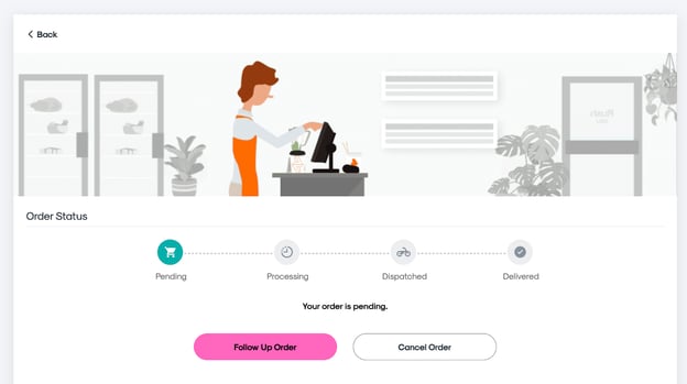 RUSH CMS Design module's Advanced Settings, then Order Status options where you can see the preview of your customized order updates page.