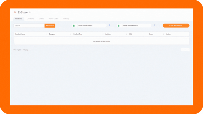 RUSH CMS Products module, where you can upload your products or SKUs in bulk if you list them following the .csv template and upload the file as indicated.