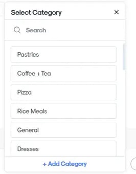 RUSH CMS Products module, where when you create a new product individually, you can tag the product under Categories you've created before, or add a new one in the dropdown that appears.