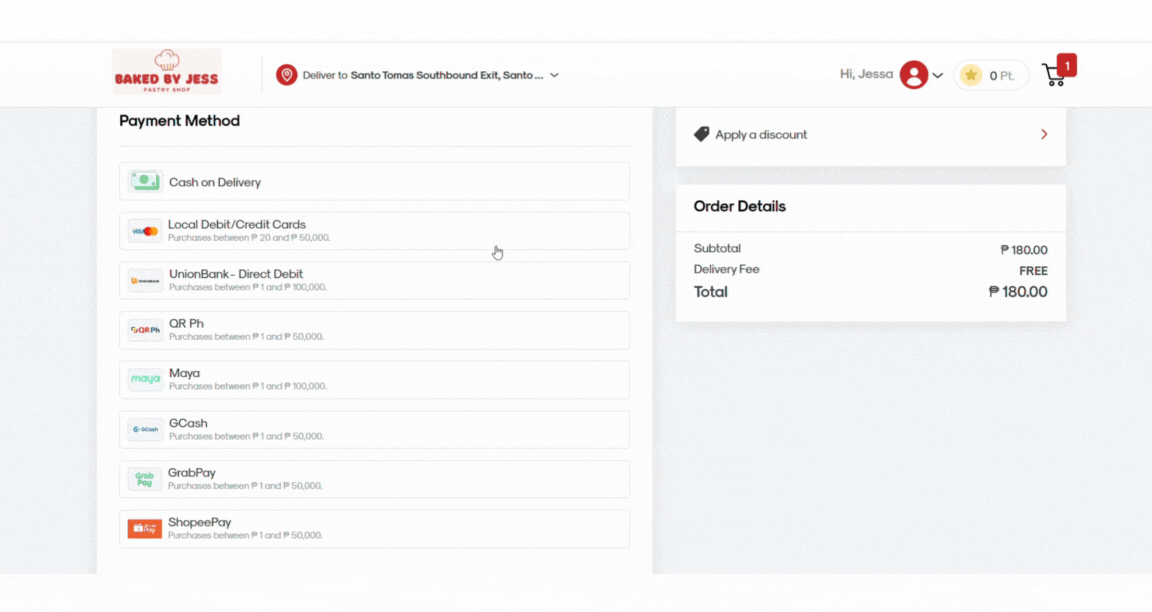 RUSH Customer Website Checkout page, showing the process of payment via ShopeePay.